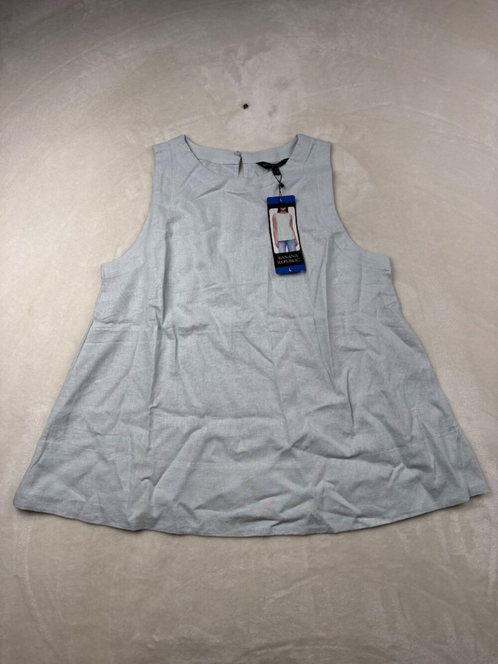 Banana Republic Womens Light Blue Sleeveless Top Size Large Linen Blend
